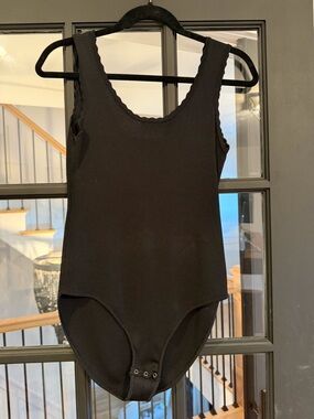 Aqua Black Scoop Neck One-Piece Bodysuit